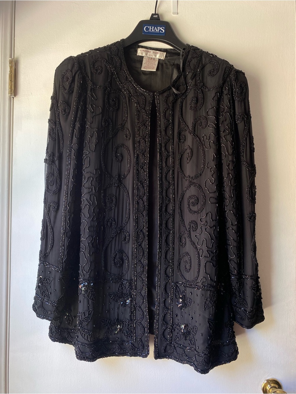 Vintage Adrianna Papell Black Beaded Evening Jacket
